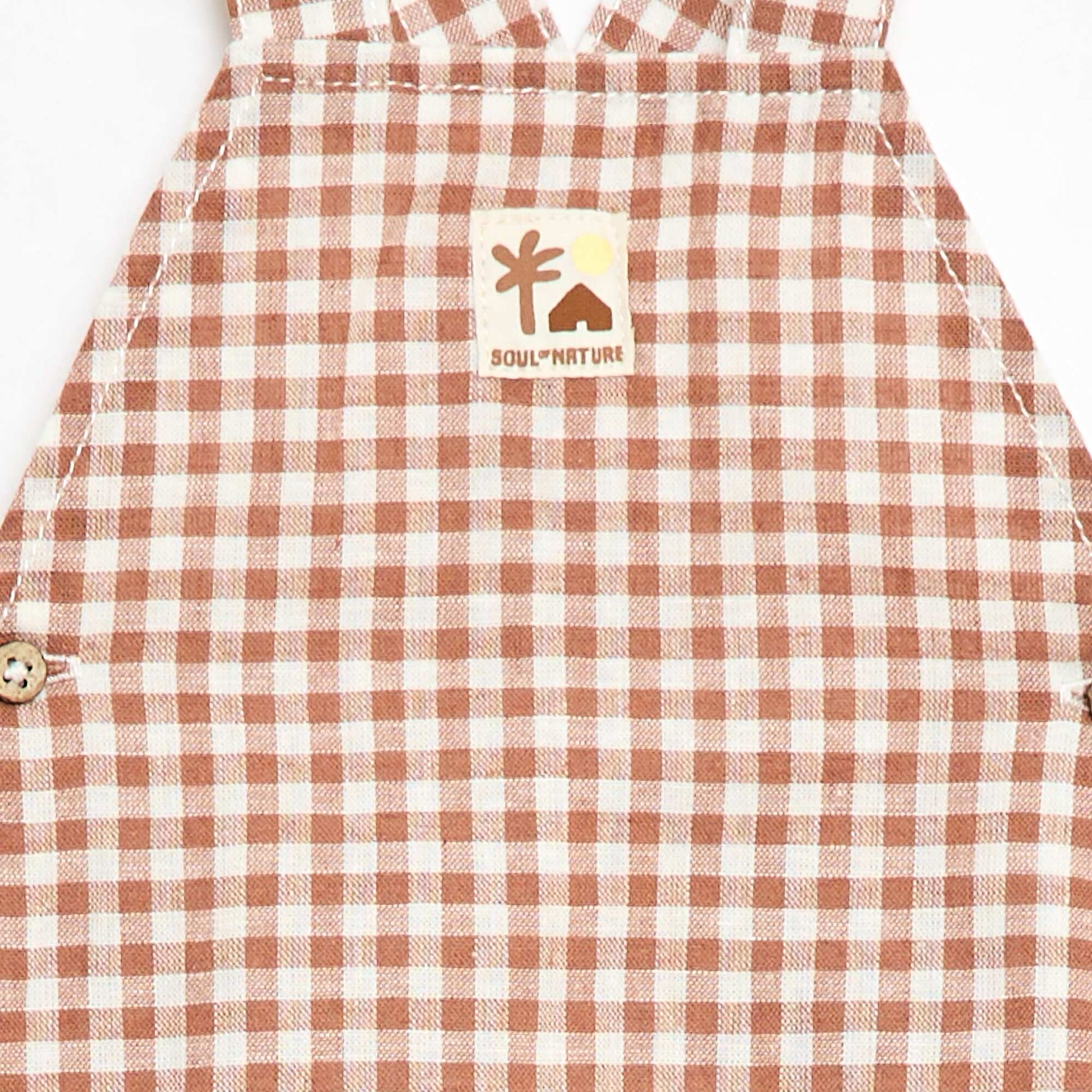 Salopette short en coton et lin MARRON