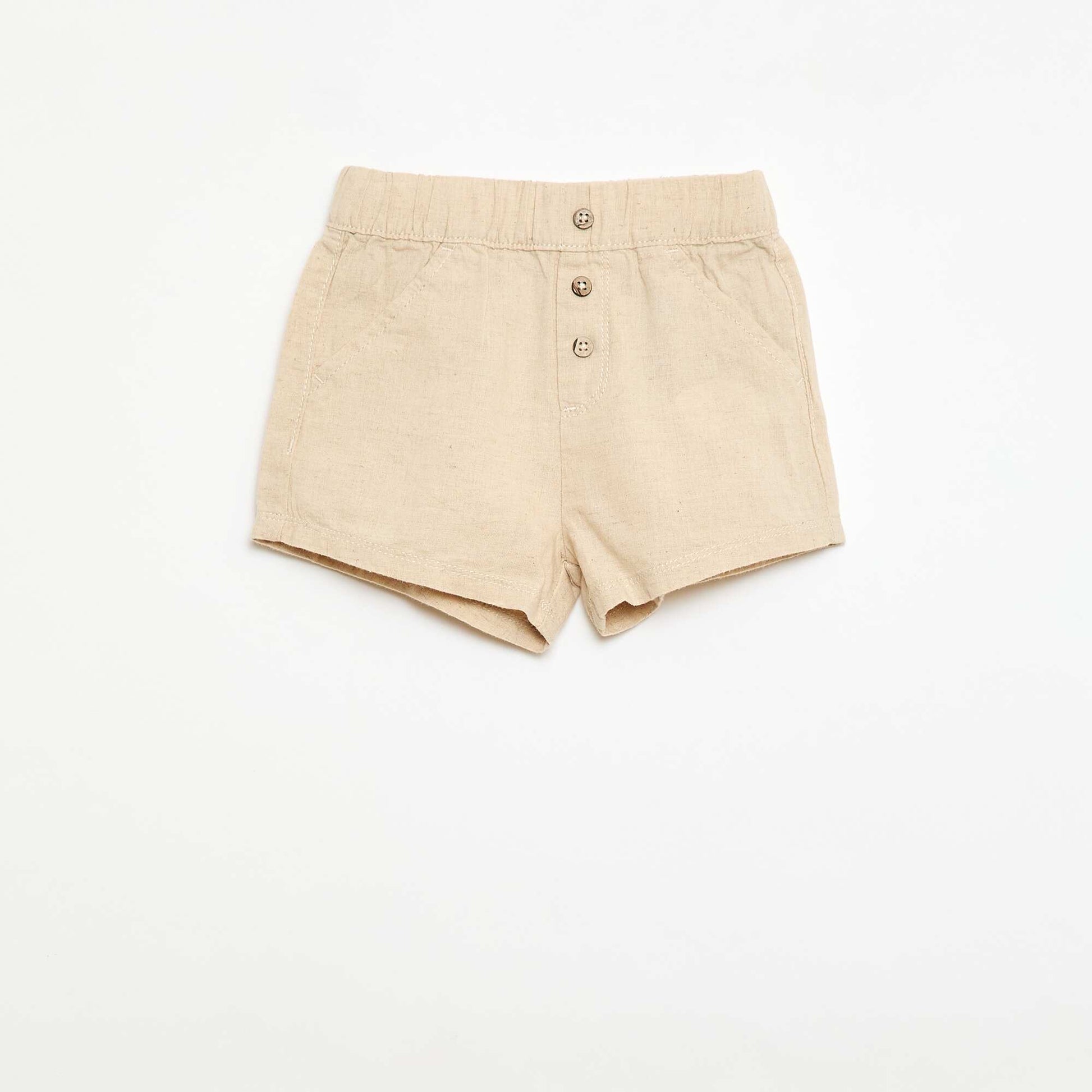 Short en coton et lin BEIGE