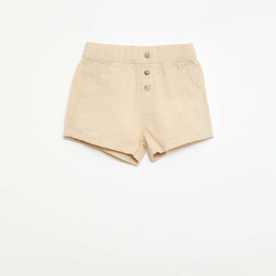 Short en coton et lin BEIGE