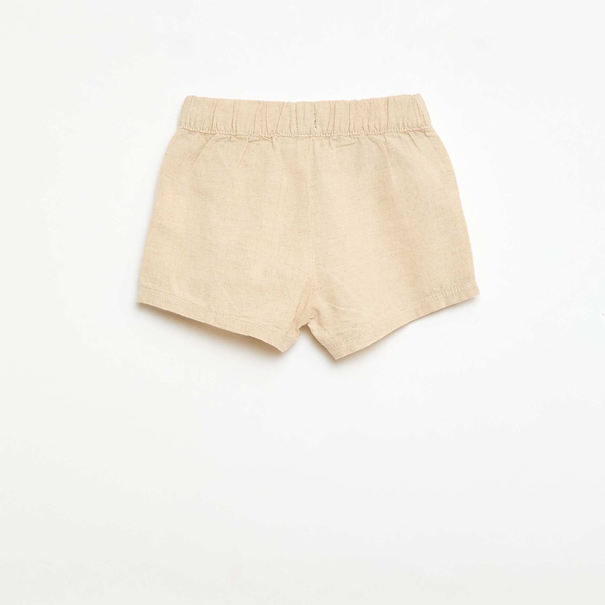 Short en coton et lin BEIGE