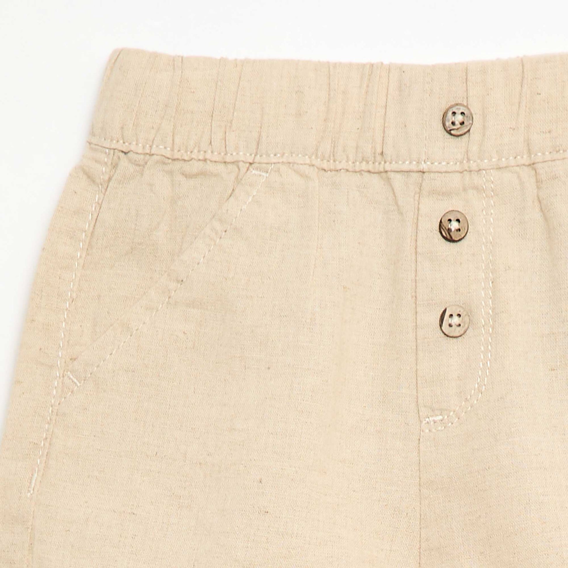 Short en coton et lin BEIGE