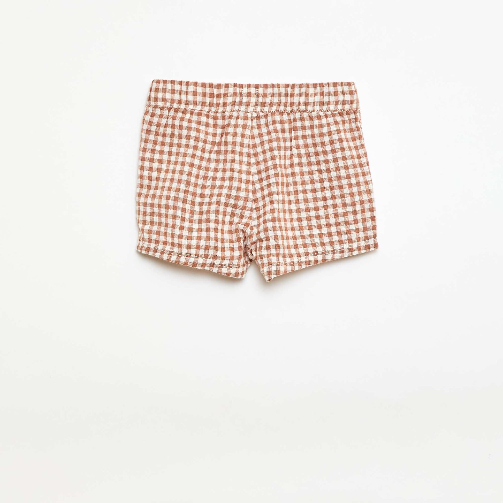 Short en coton et lin MARRON