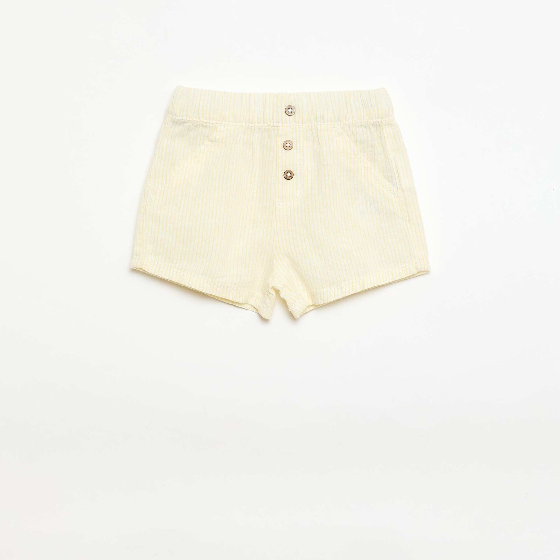 Short en coton et lin JAUNE