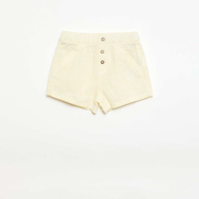 Short en coton et lin JAUNE