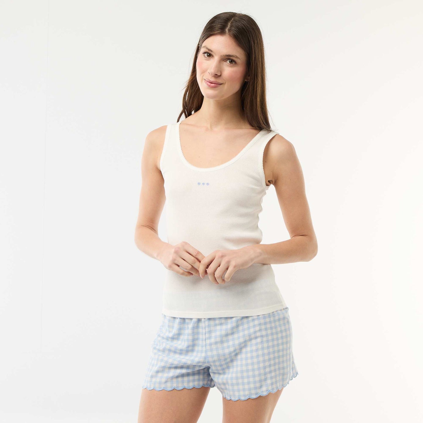 Ensemble pyjama court vichy - 2 pièces BLEU