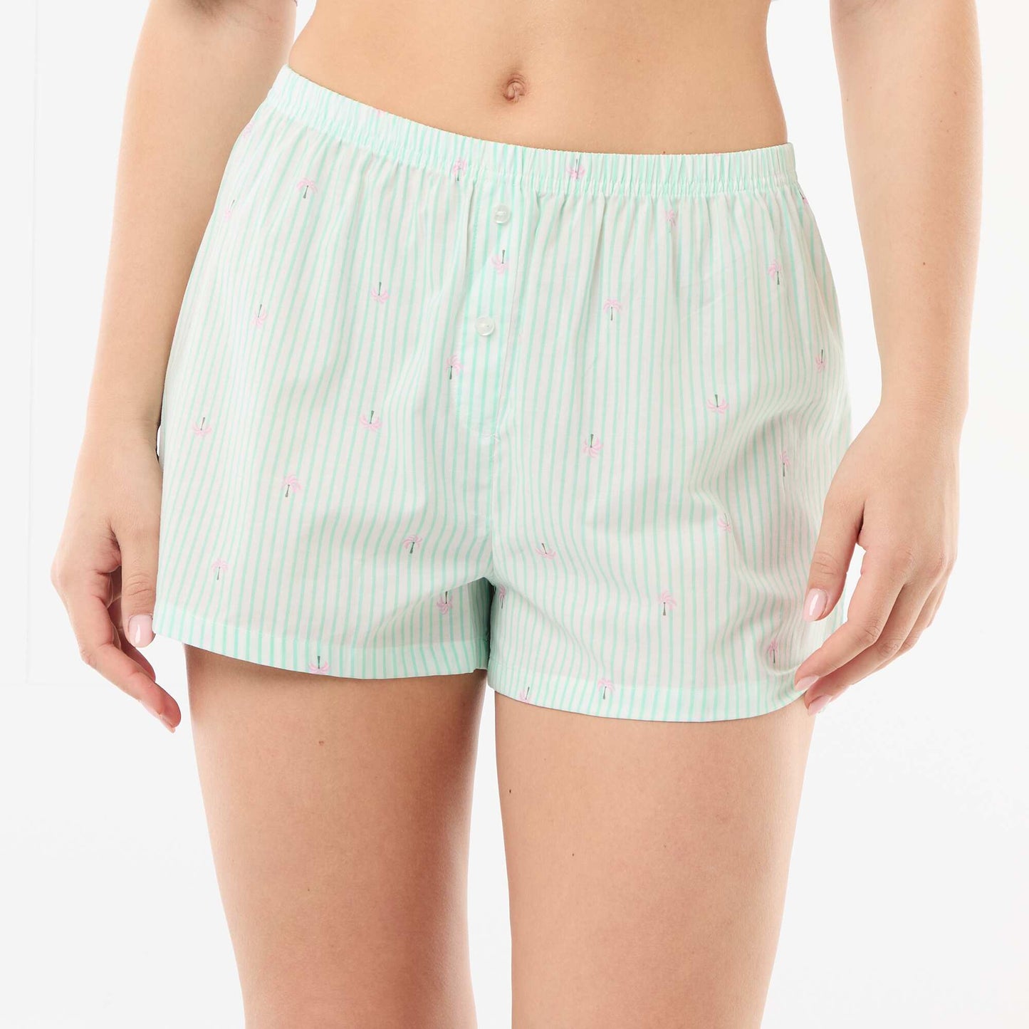 Short élastiqué all-over rayé VERT