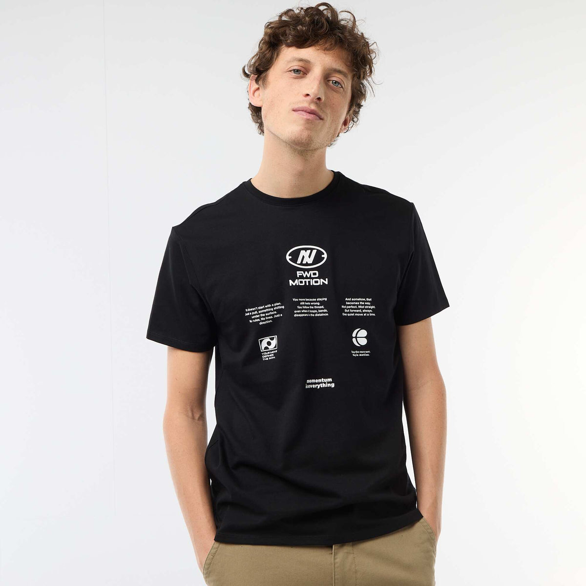 T-shirt imprimé fantaisie NOIR