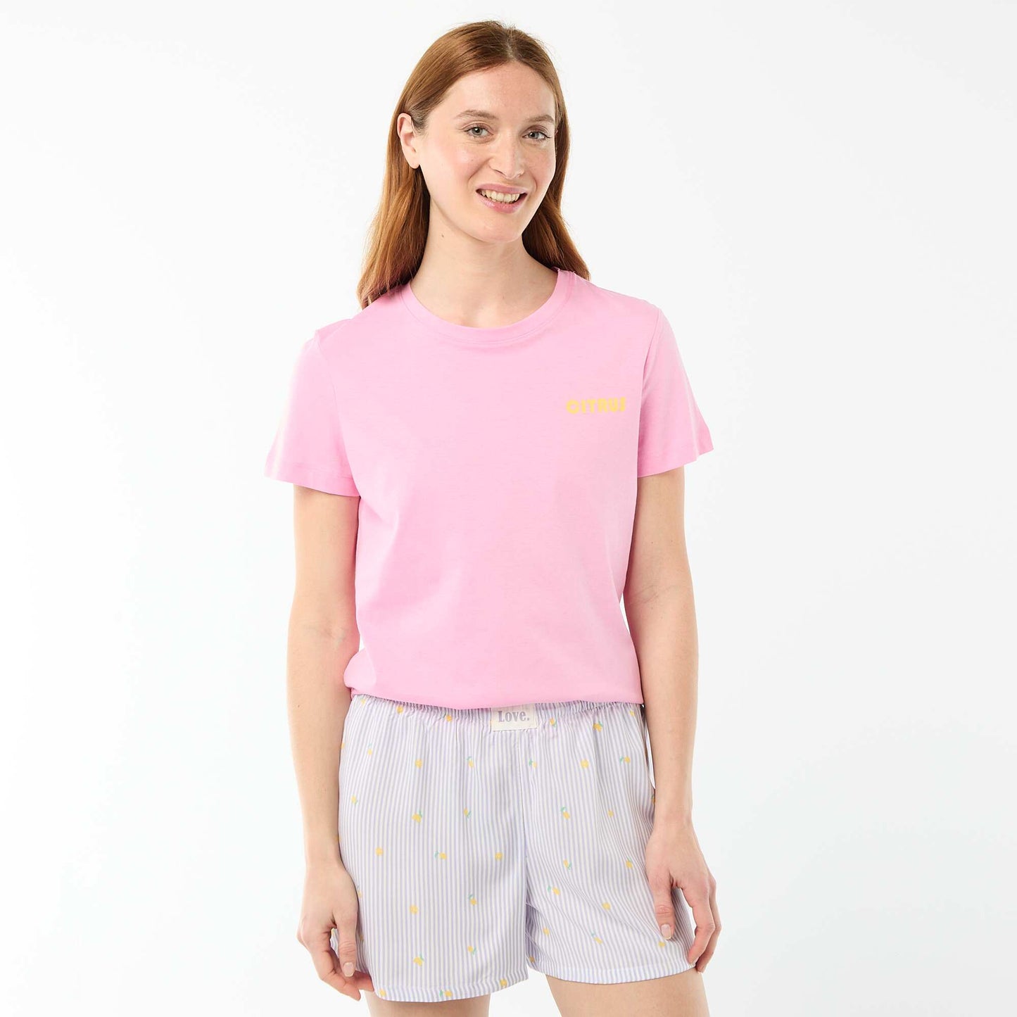 Ensemble de pyjama haut + short léger all-over rayé VIOLET