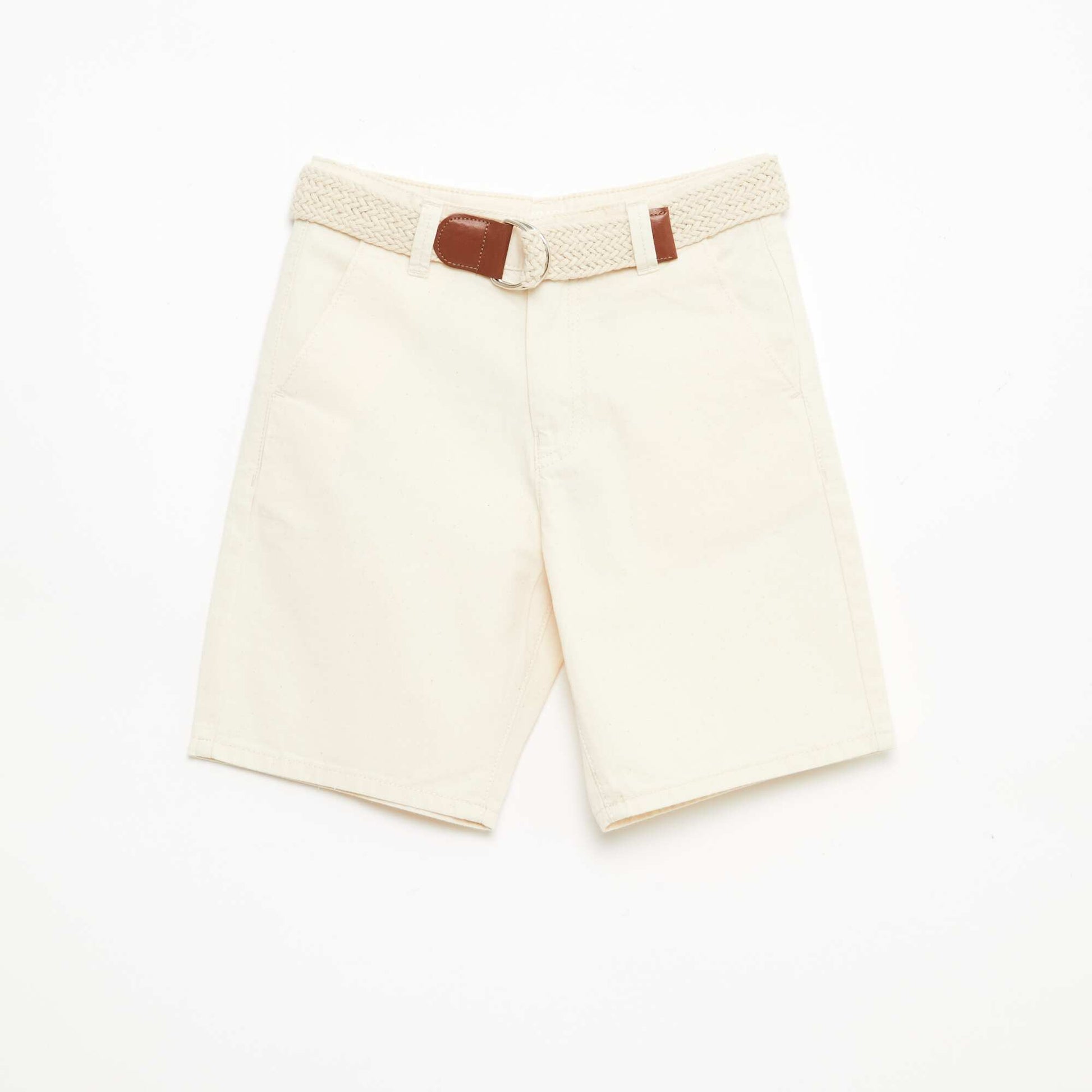 Bermuda en french terry uni avec ceinture BLANC