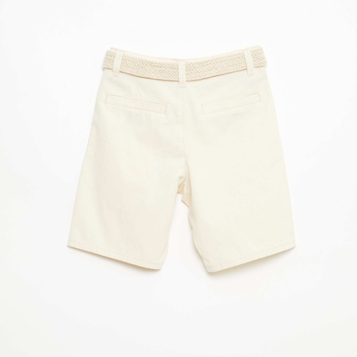 Bermuda en french terry uni avec ceinture BLANC