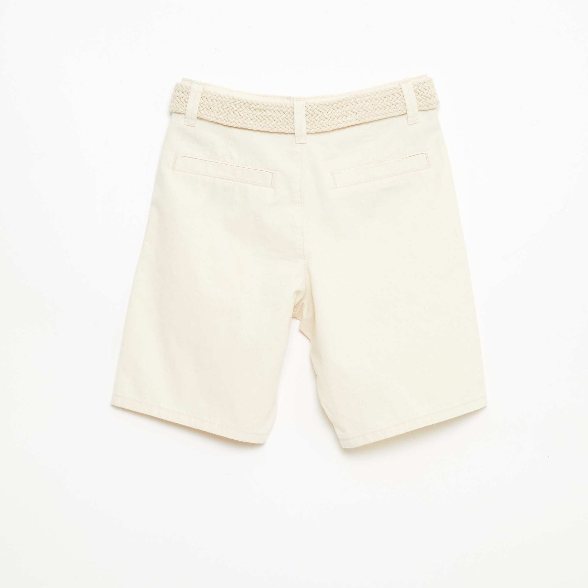 Bermuda en french terry uni avec ceinture BLANC