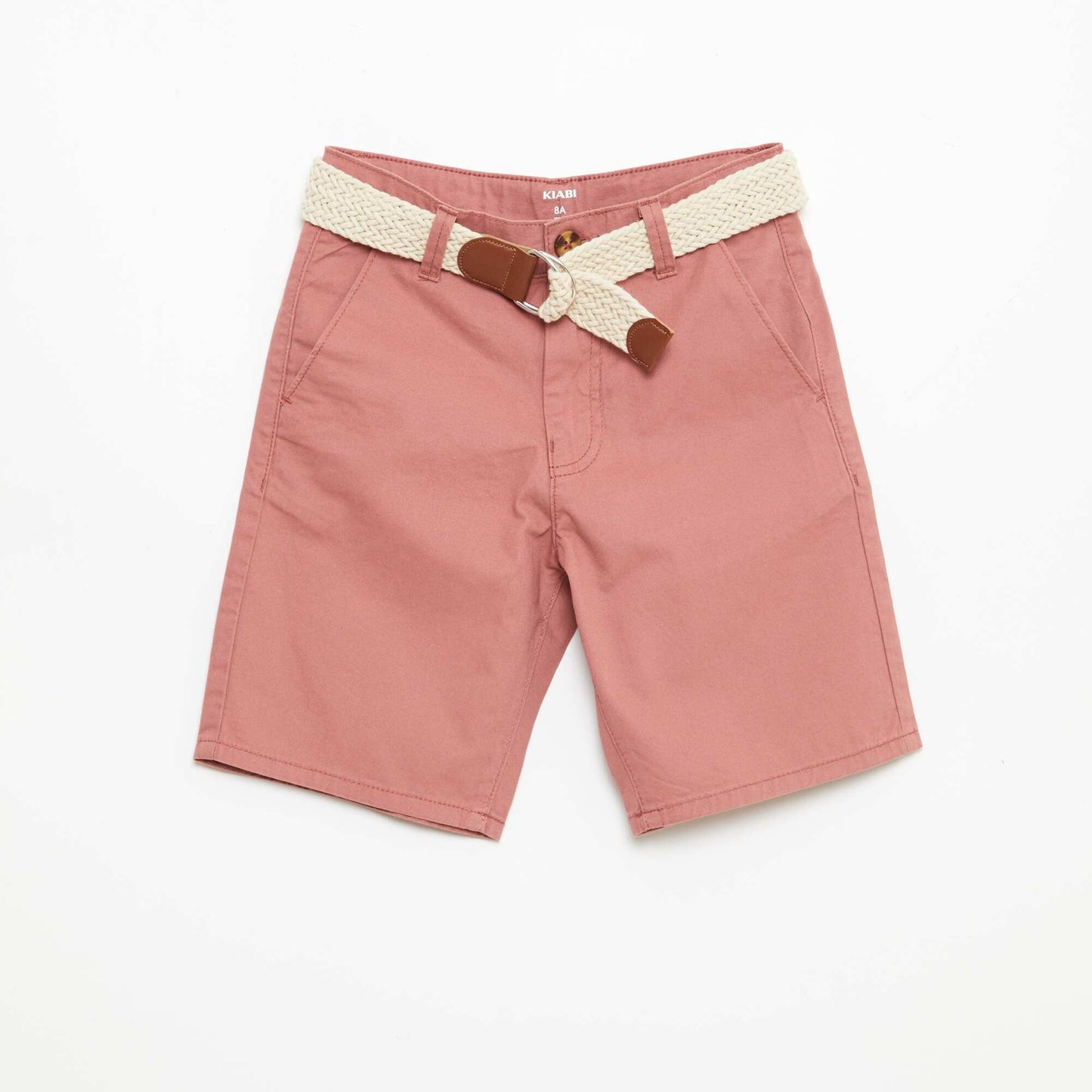 Bermuda en french terry uni avec ceinture ROSE