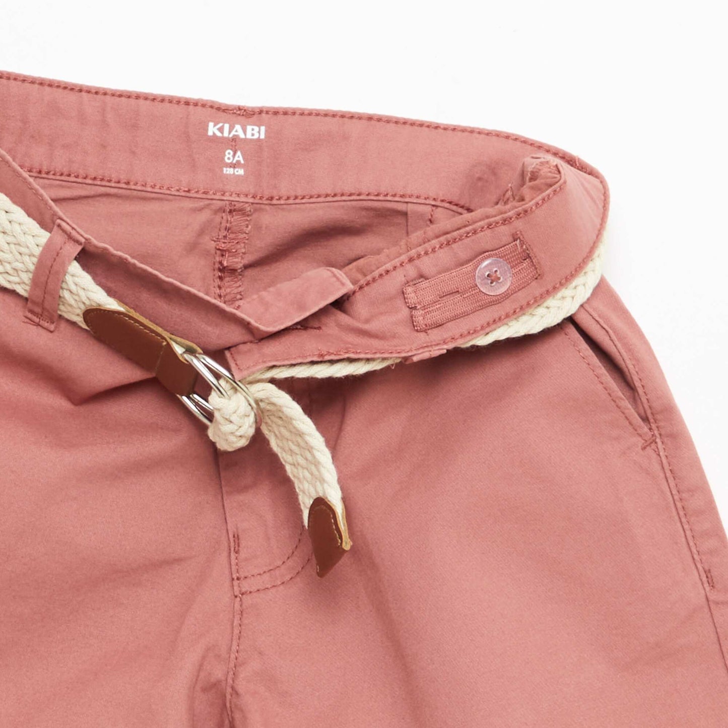 Bermuda en french terry uni avec ceinture ROSE