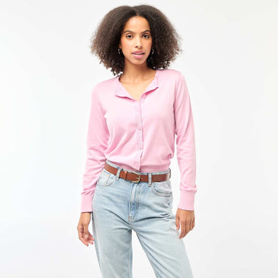 Gilet col rond uni ROSE