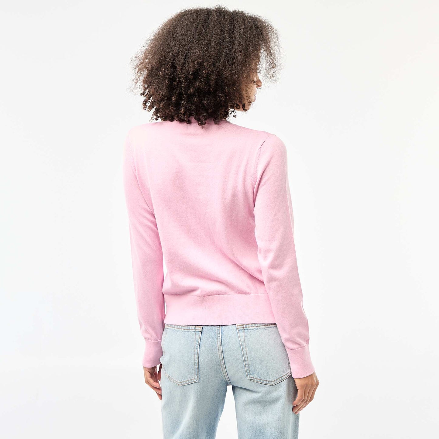 Gilet col rond uni ROSE
