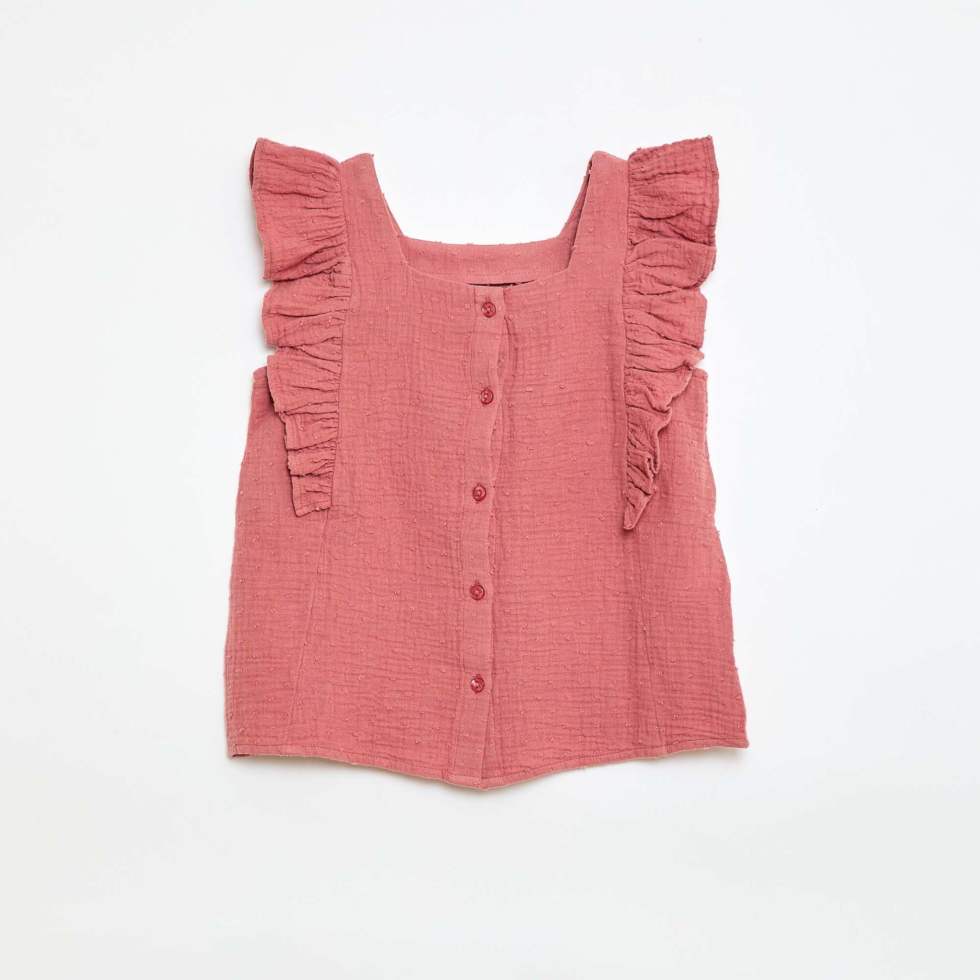 Chemisier sans manche en double gaze de coton ROSE