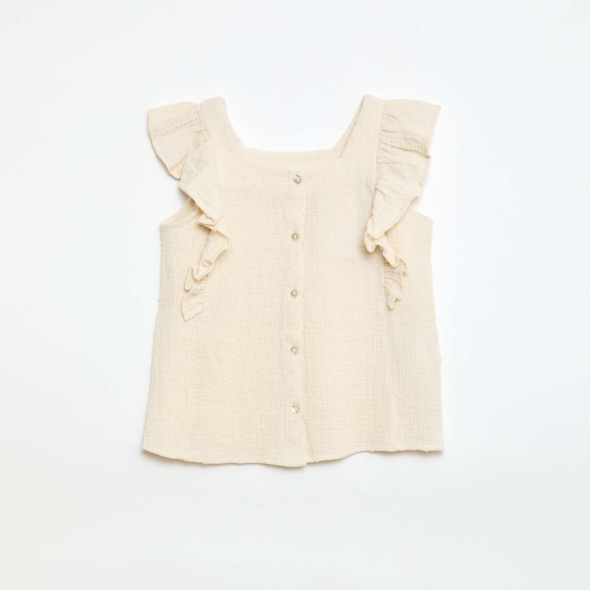 Chemisier sans manche en double gaze de coton BLANC