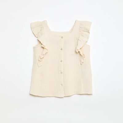 Chemisier sans manche en double gaze de coton BLANC