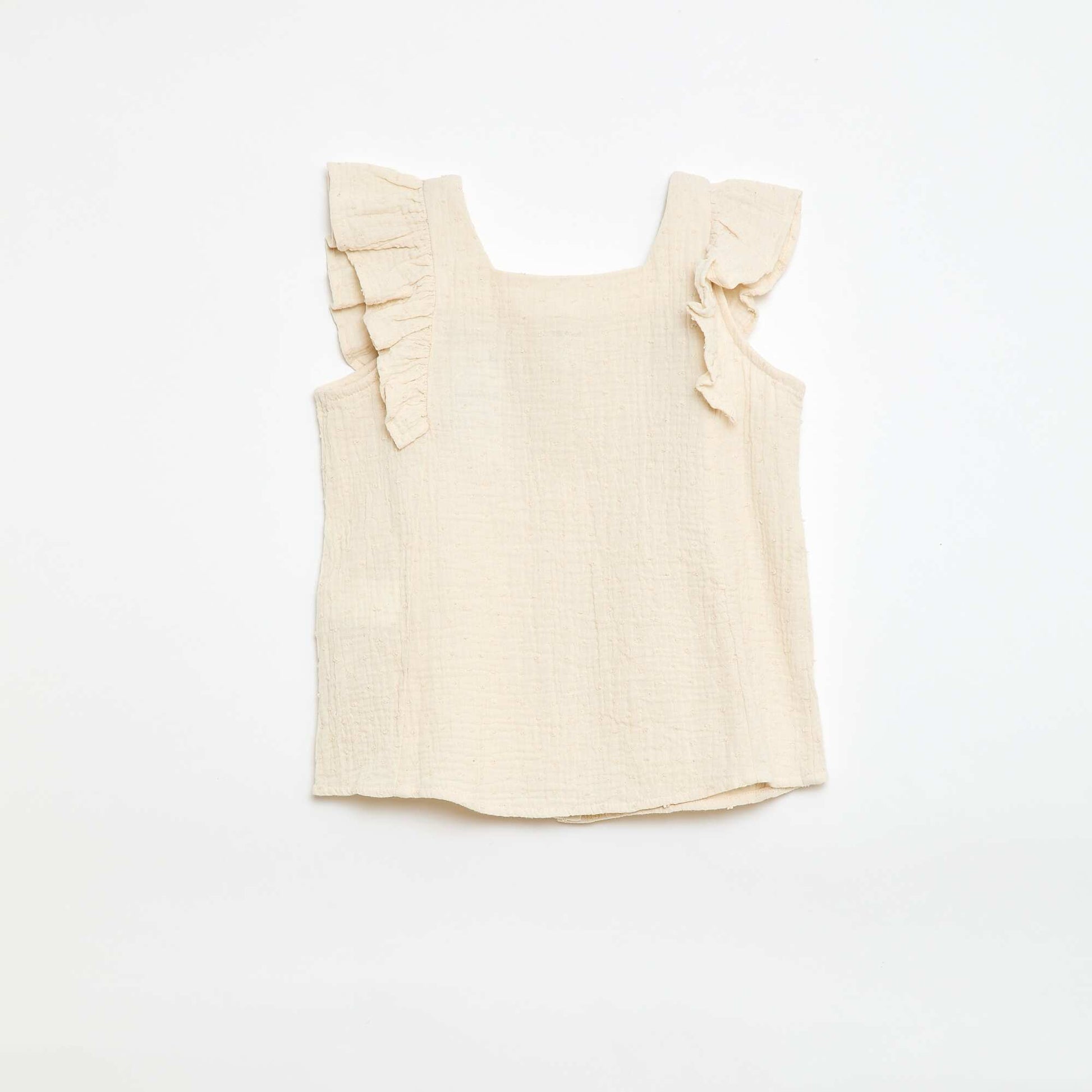Chemisier sans manche en double gaze de coton BLANC