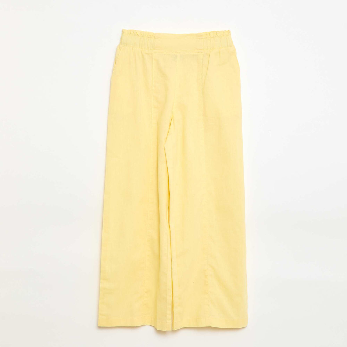 Pantalon wide leg/coupe large en coton tissé JAUNE