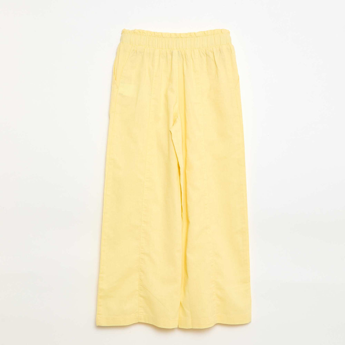 Pantalon wide leg/coupe large en coton tissé JAUNE