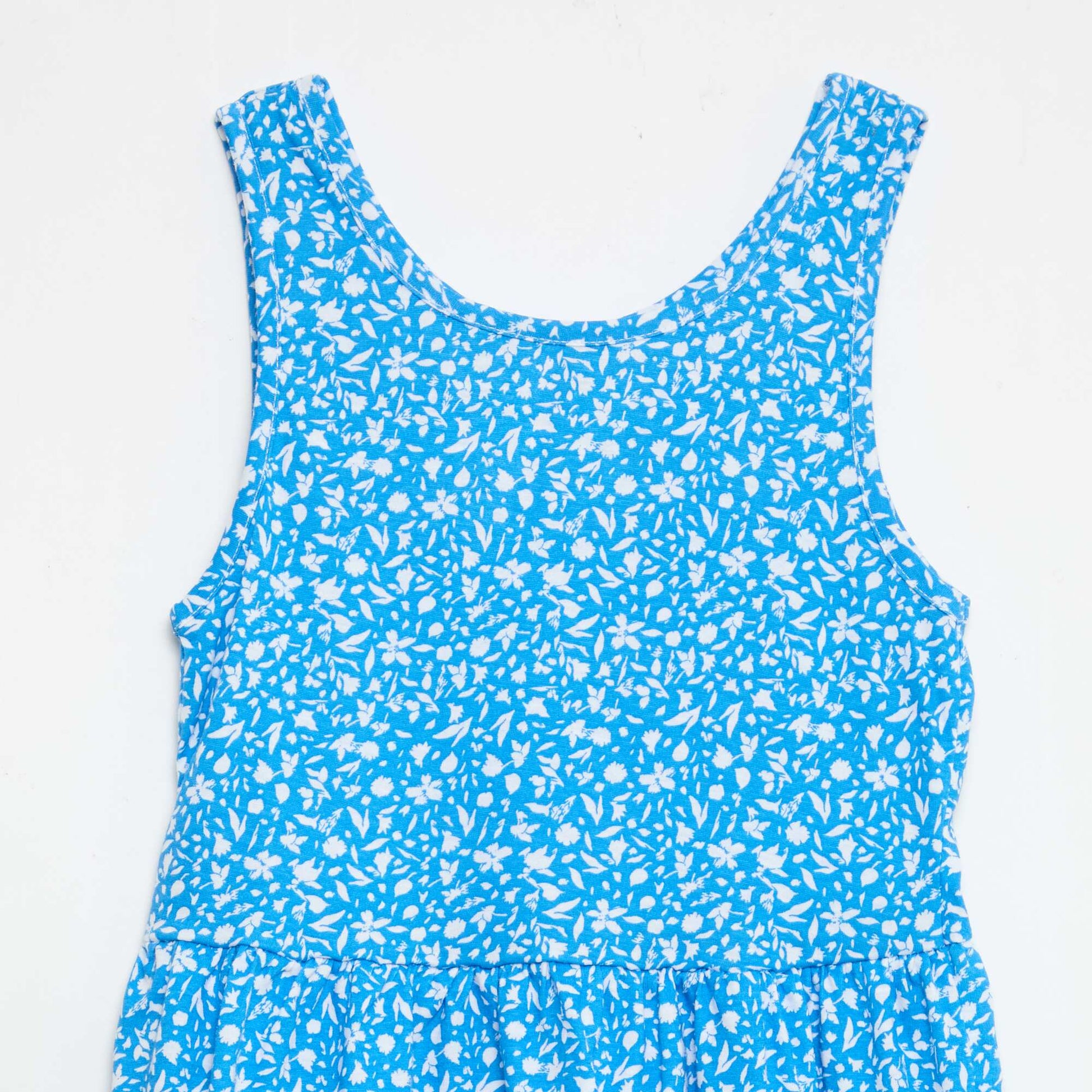 Robe en maille légère fine bretelles all-over en coton BLEU