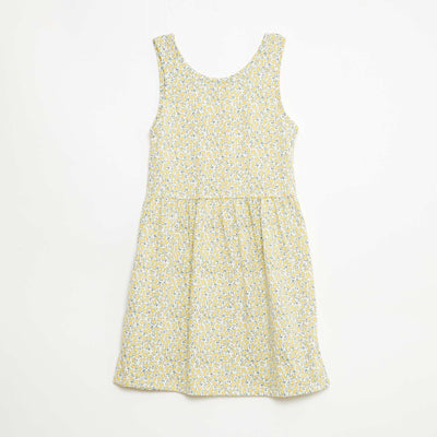 Robe en maille légère fine bretelles all-over en coton JAUNE