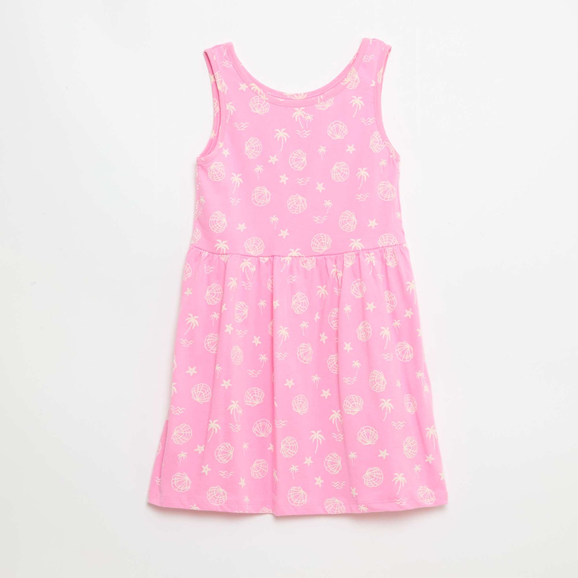Robe en maille légère fine bretelles all-over en coton ROSE