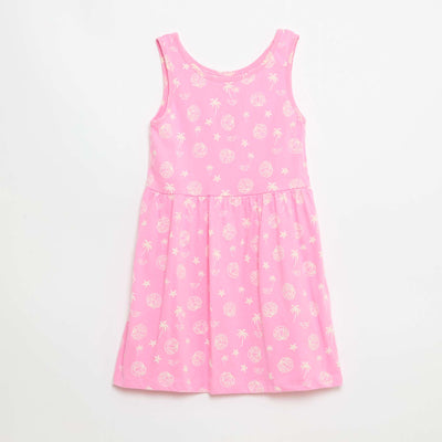 Robe en maille légère fine bretelles all-over en coton ROSE