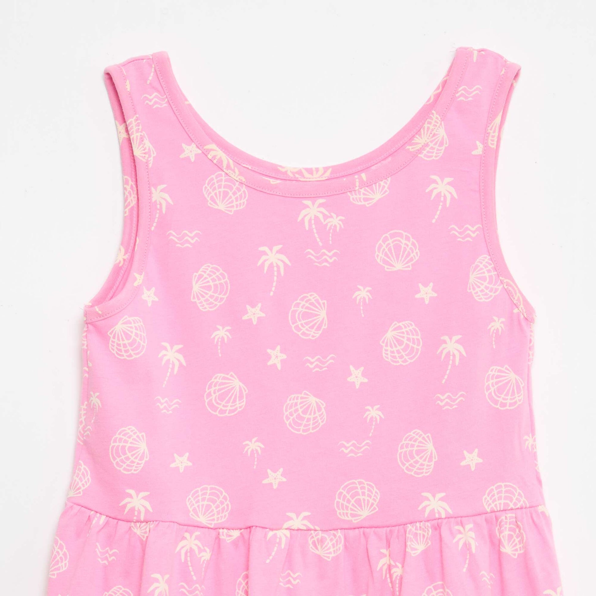 Robe en maille légère fine bretelles all-over en coton ROSE