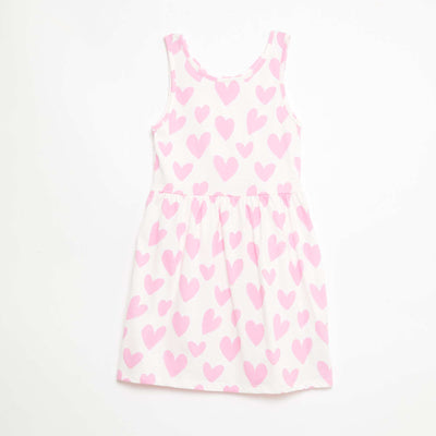 Robe en maille légère fine bretelles all-over en coton ROSE
