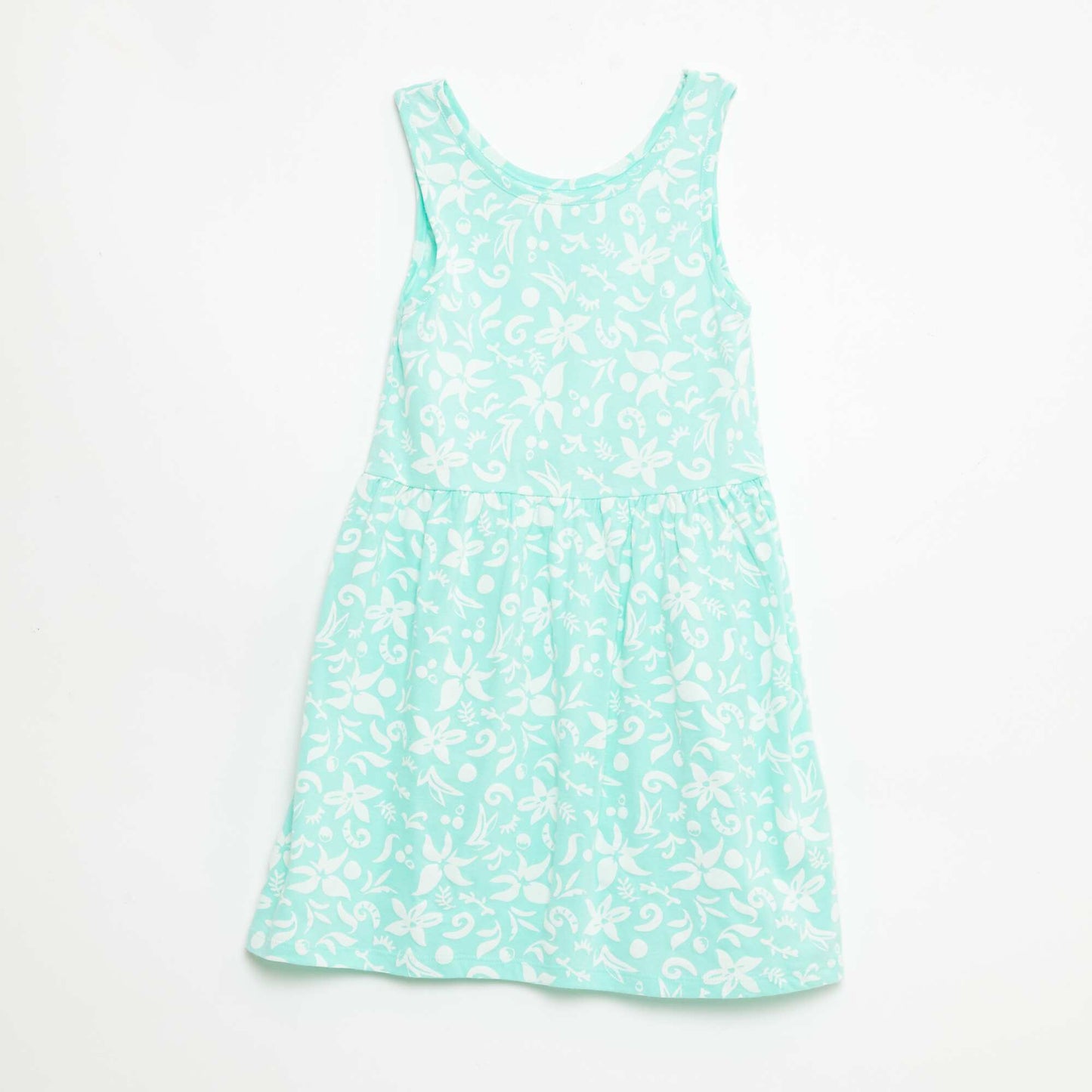 Robe en maille légère fine bretelles all-over en coton VERT