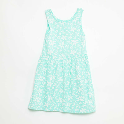 Robe en maille légère fine bretelles all-over en coton VERT
