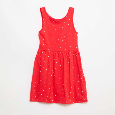 Robe en maille légère fine bretelles all-over en coton ROUGE