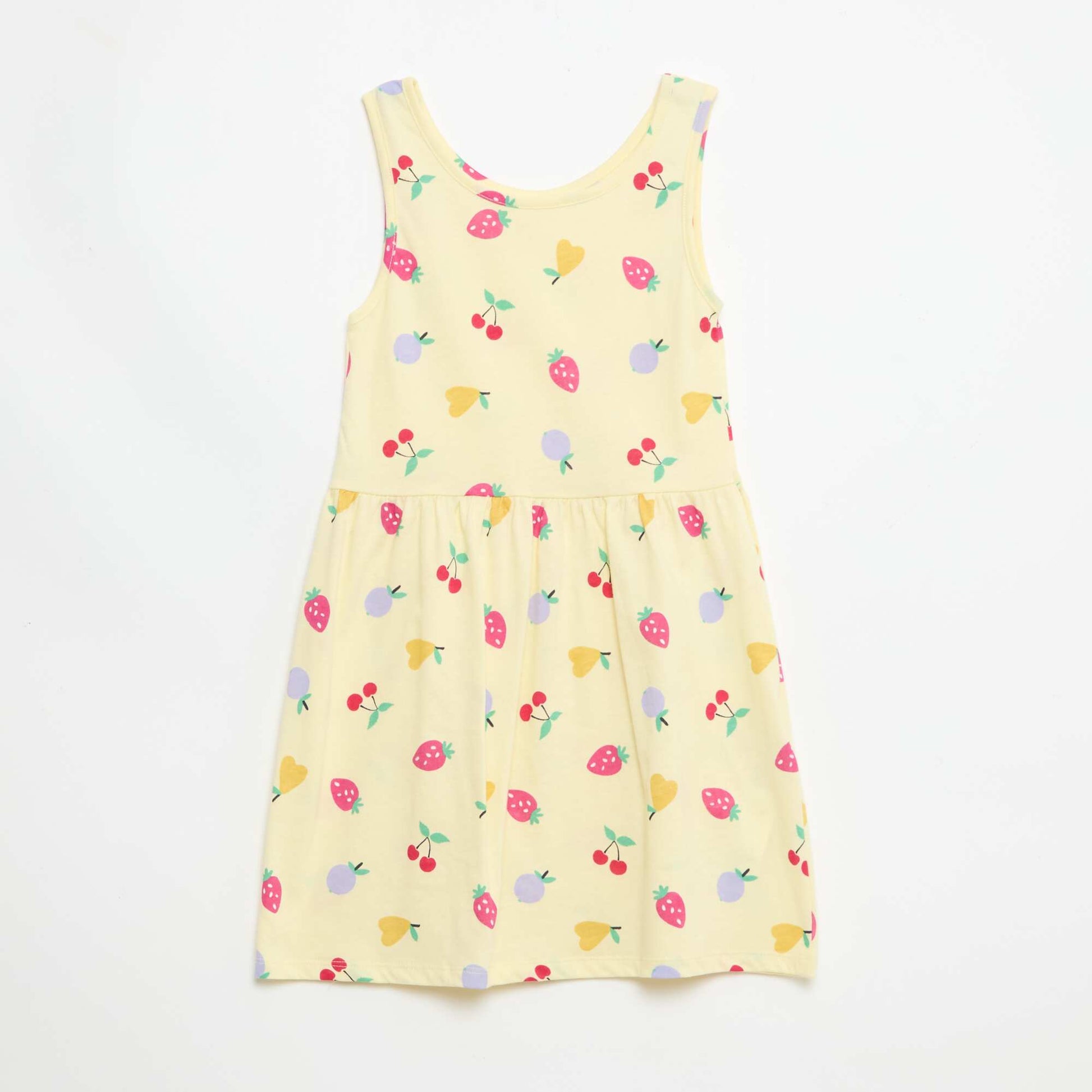 Robe en maille légère fine bretelles all-over en coton JAUNE
