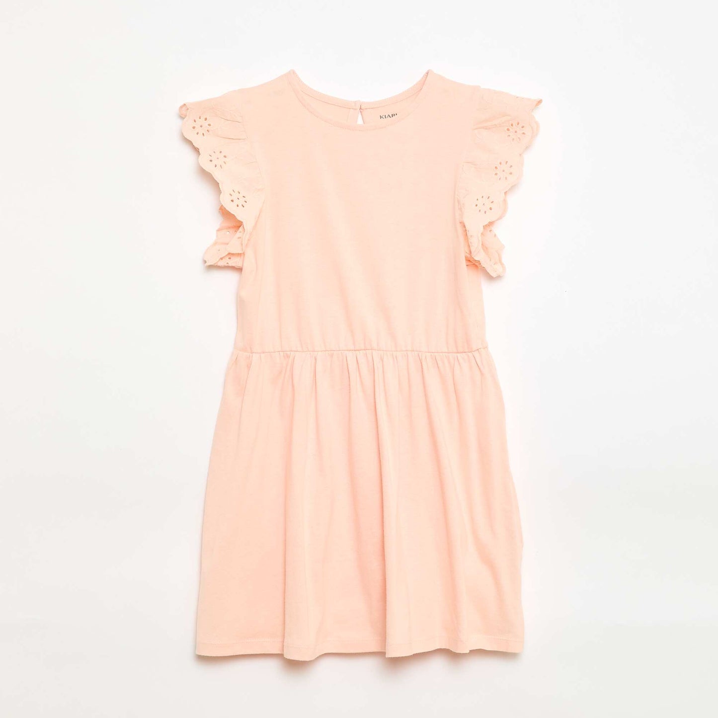 Robe en jersey avec manches courtes en broderies anglaises ORANGE