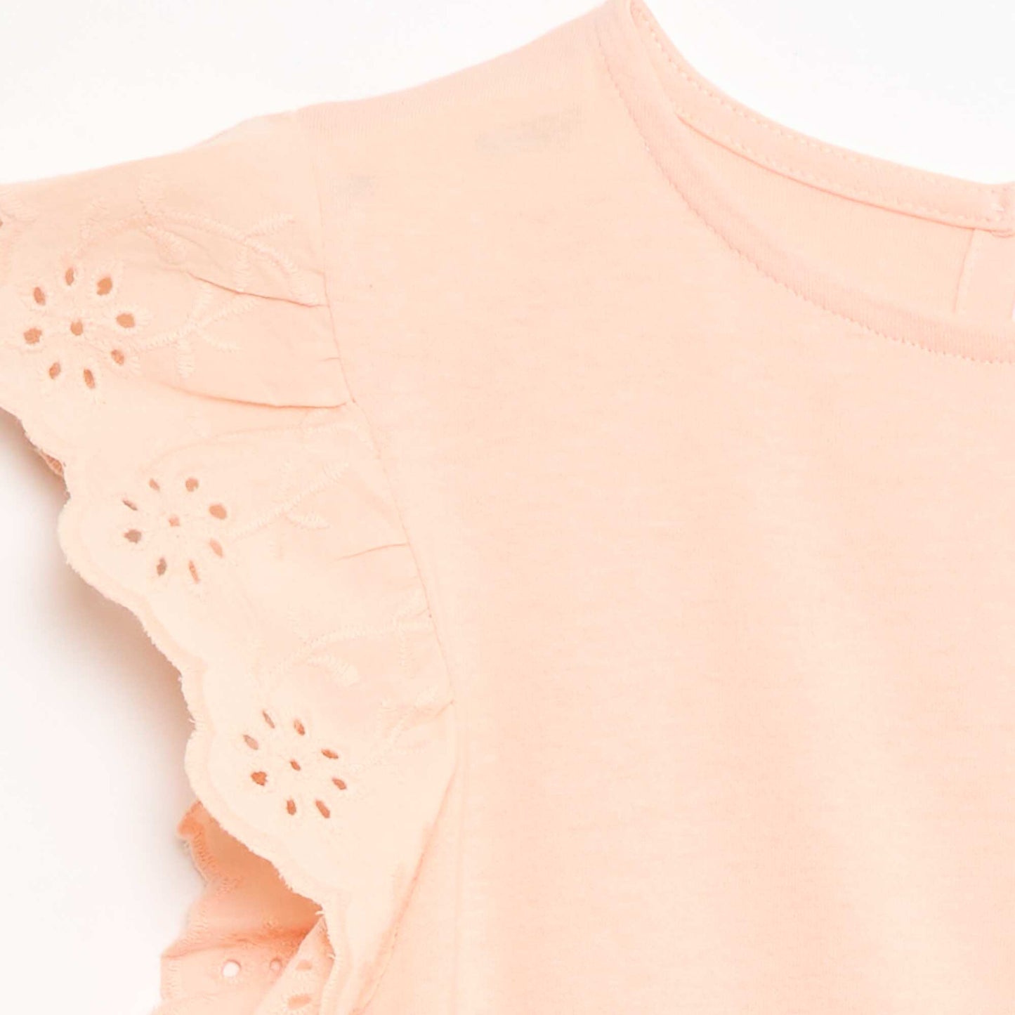 Robe en jersey avec manches courtes en broderies anglaises ORANGE