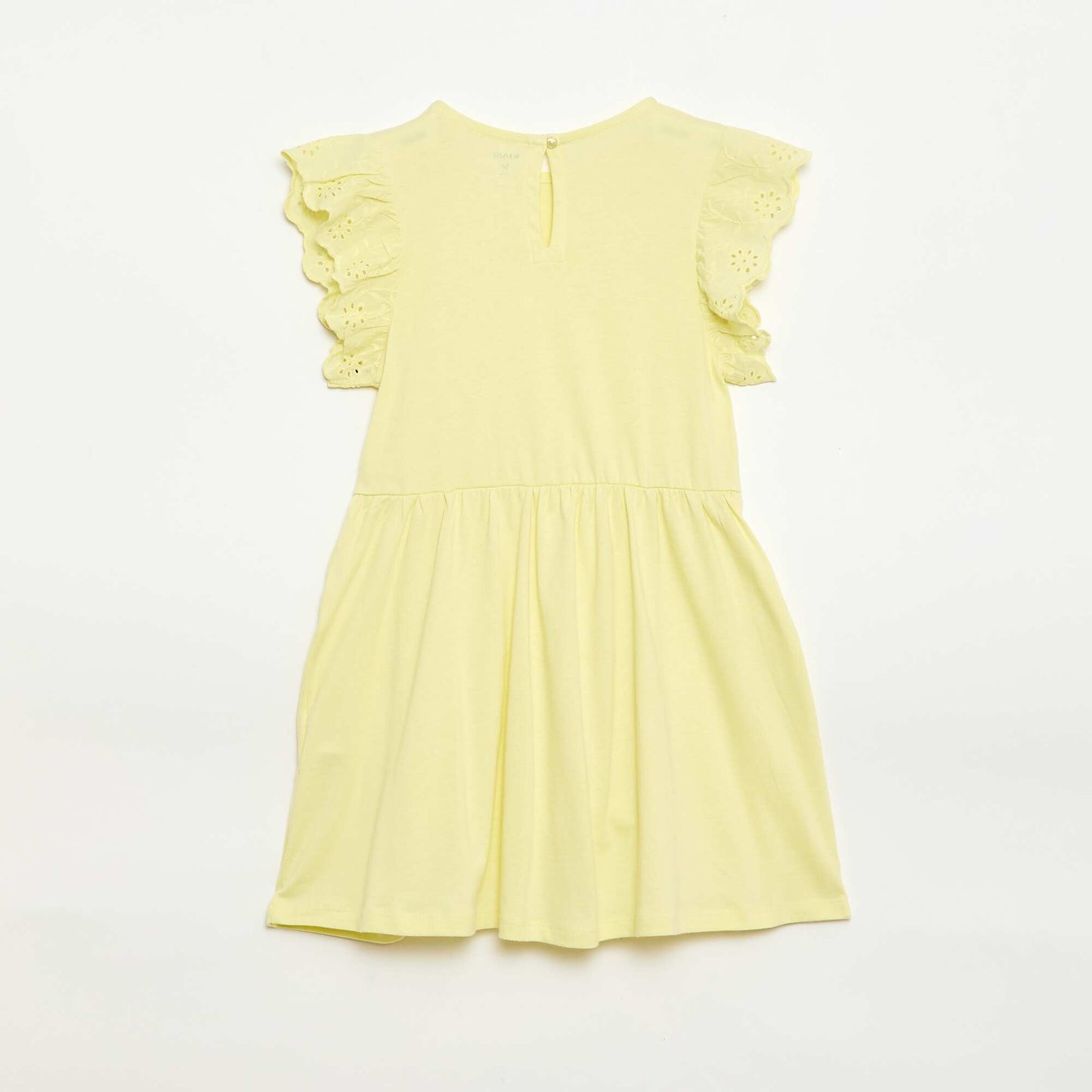 Robe en jersey avec manches courtes en broderies anglaises JAUNE