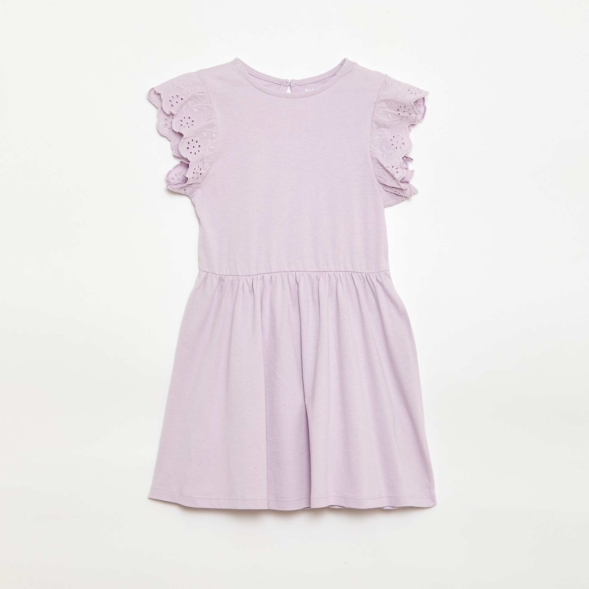 Robe en jersey avec manches courtes en broderies anglaises VIOLET