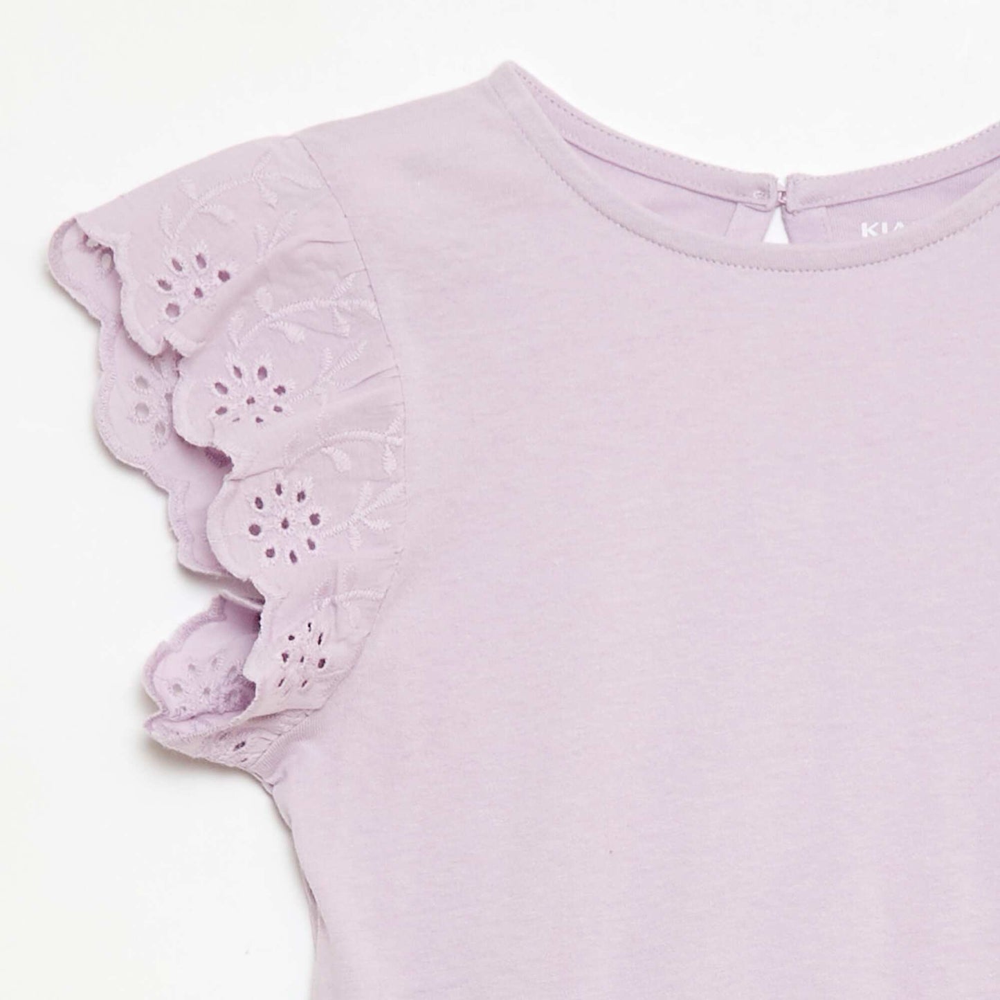 Robe en jersey avec manches courtes en broderies anglaises VIOLET