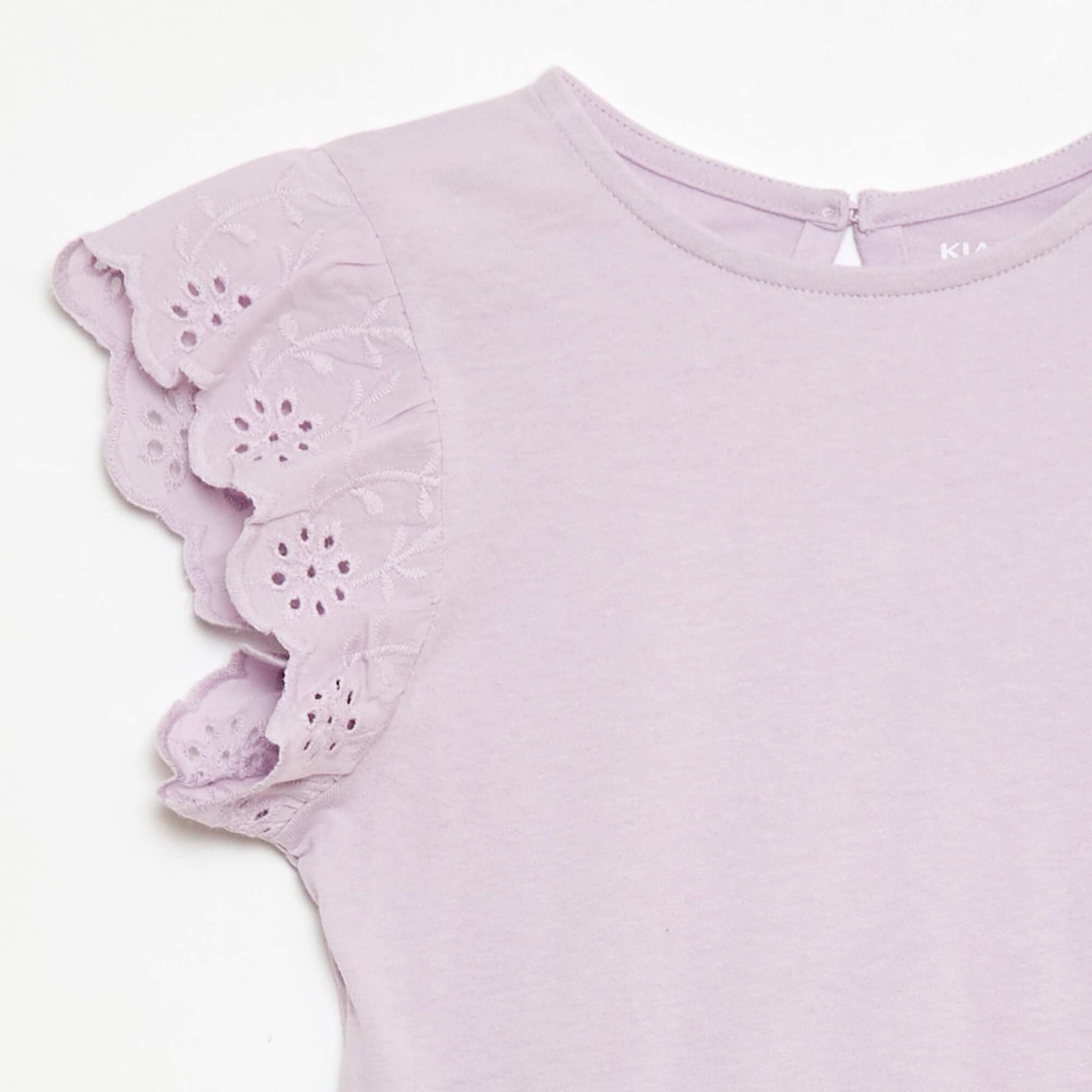 Robe en jersey avec manches courtes en broderies anglaises VIOLET
