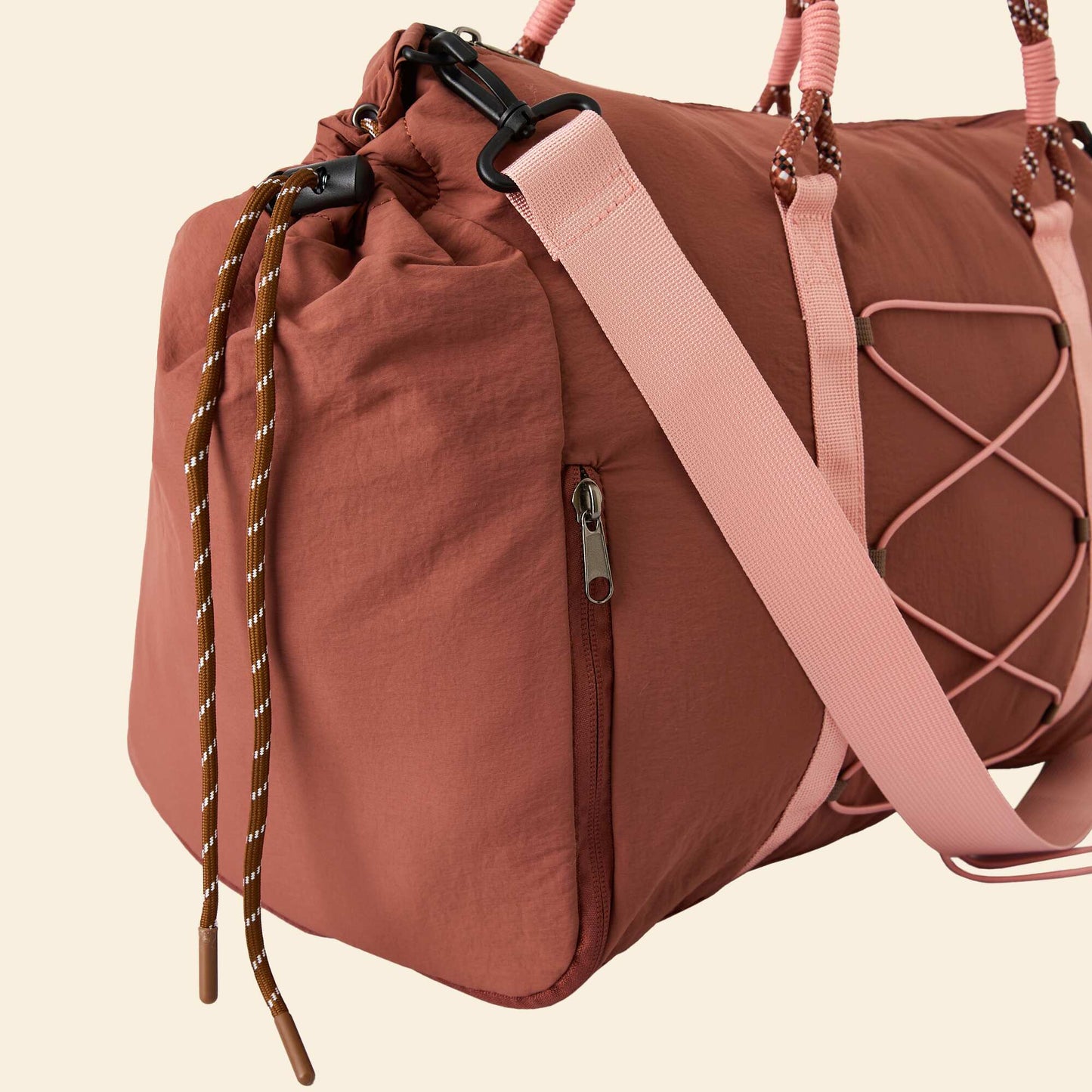Sac de sport avec poches extérieures et rangement chaussures MARRON