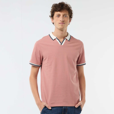 Polo en piqué de coton à manches courtes ROSE