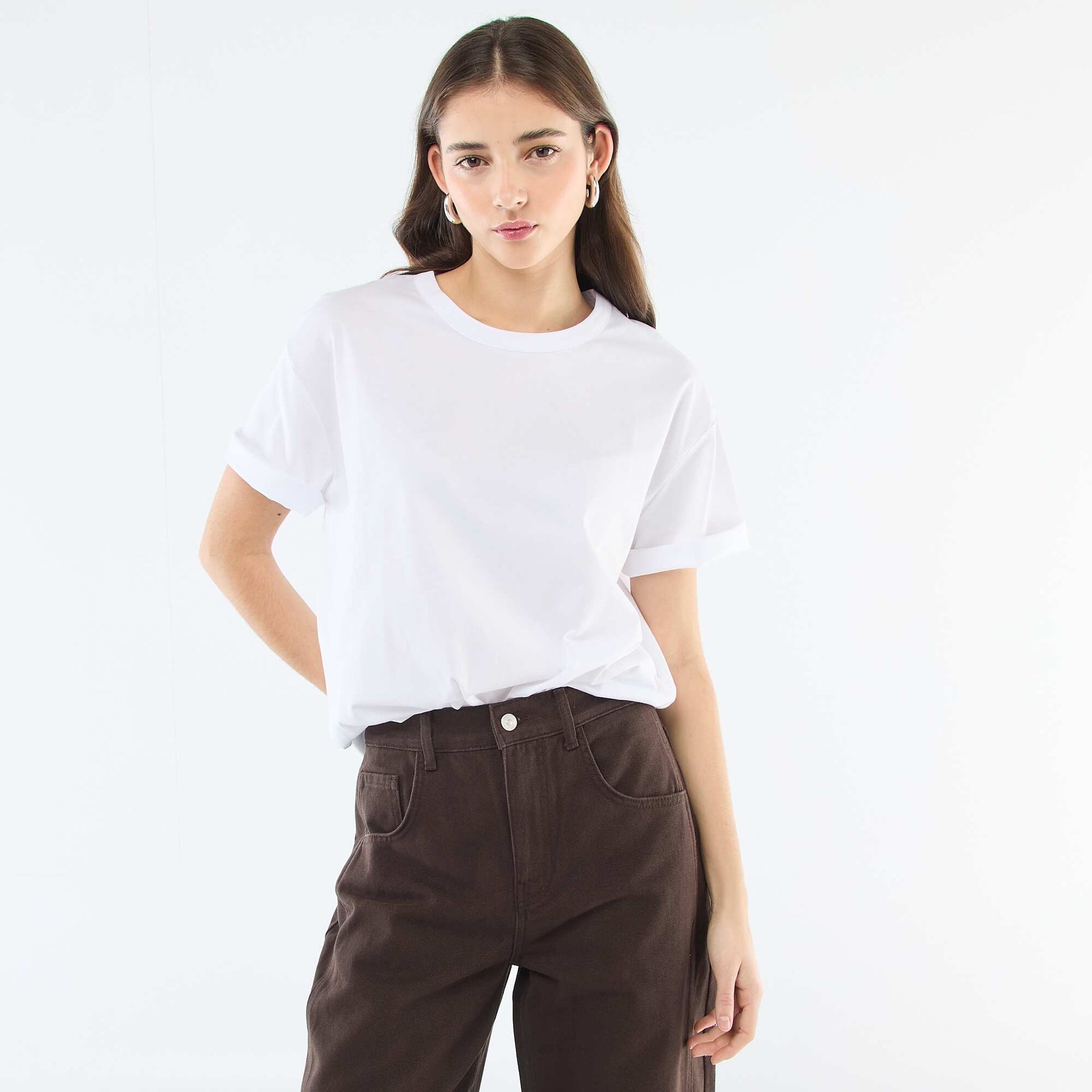 Tee-shirt uni manches courtes BLANC