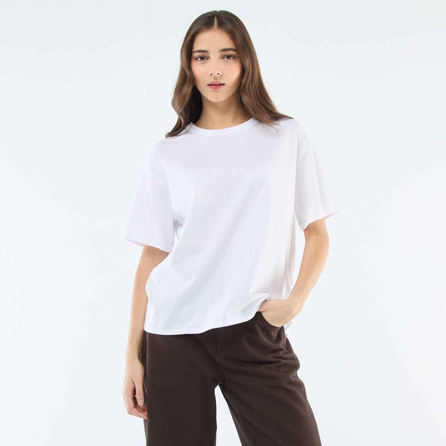 Tee-shirt uni manches courtes BLANC