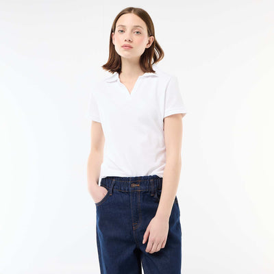 Polo cintré en maille piquée BLANC