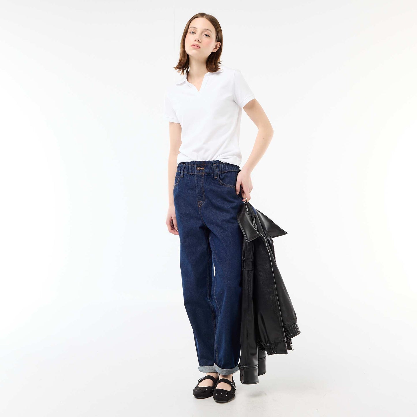 Polo cintré en maille piquée BLANC