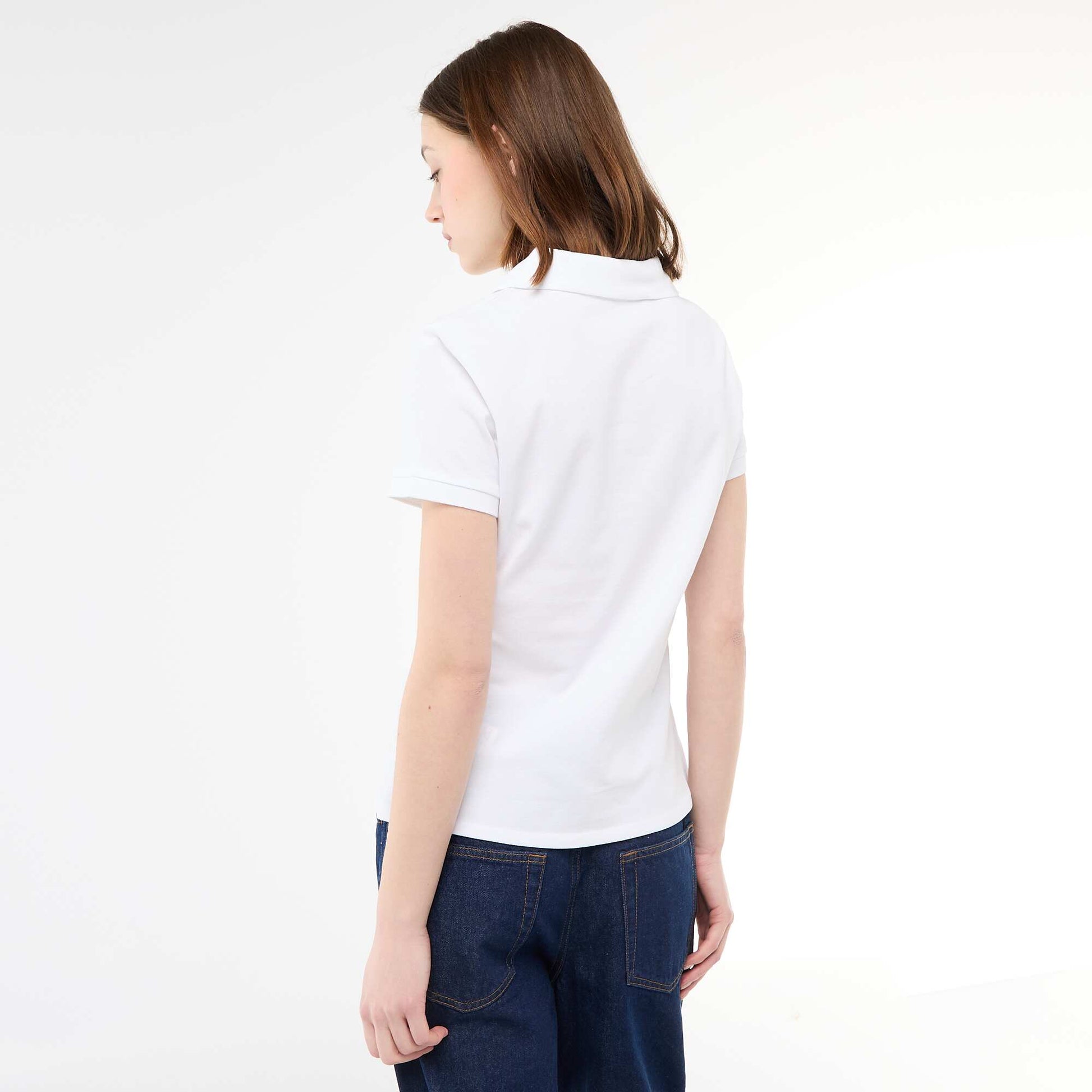 Polo cintré en maille piquée BLANC