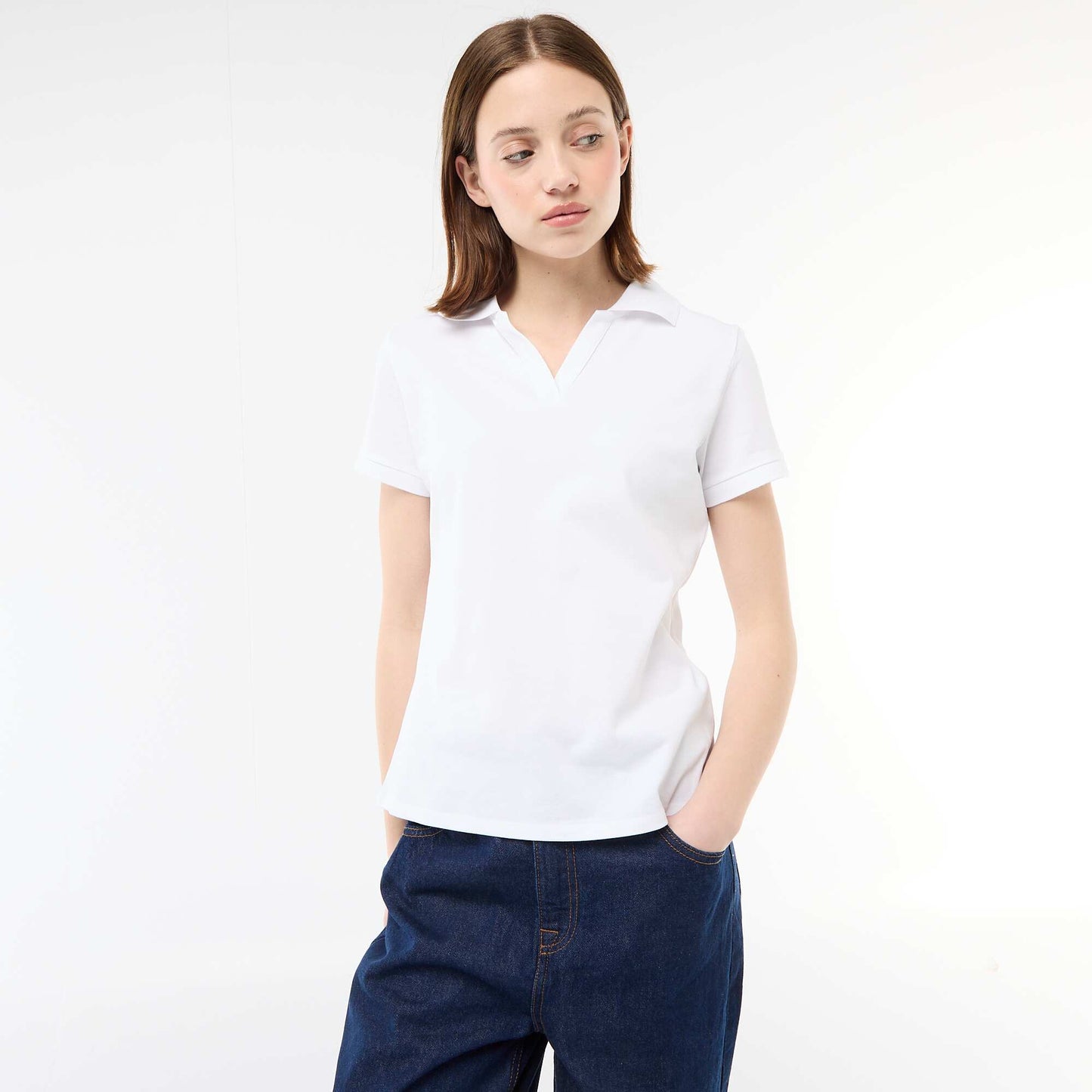 Polo cintré en maille piquée BLANC