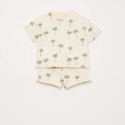 Ensemble t-shirt + short à motif - 2 pièces BLANC